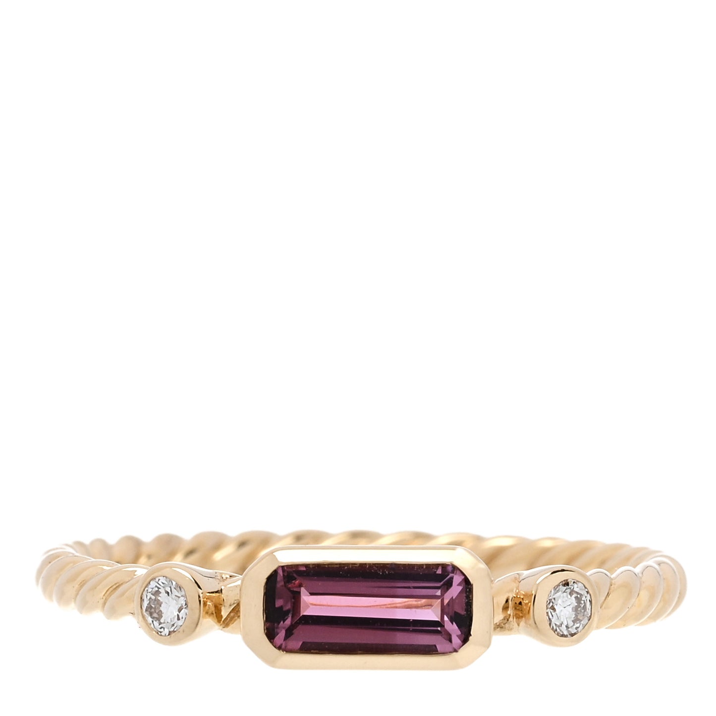 18K Yellow Gold Diamond Pink Tourmaline Novella Ring 50 5.5