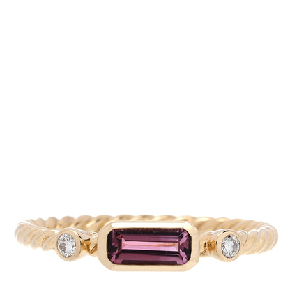 David Yurman 18K Yellow Gold Diamond Pink Tourmaline Novella Ring 50 5.5 1 of 5
