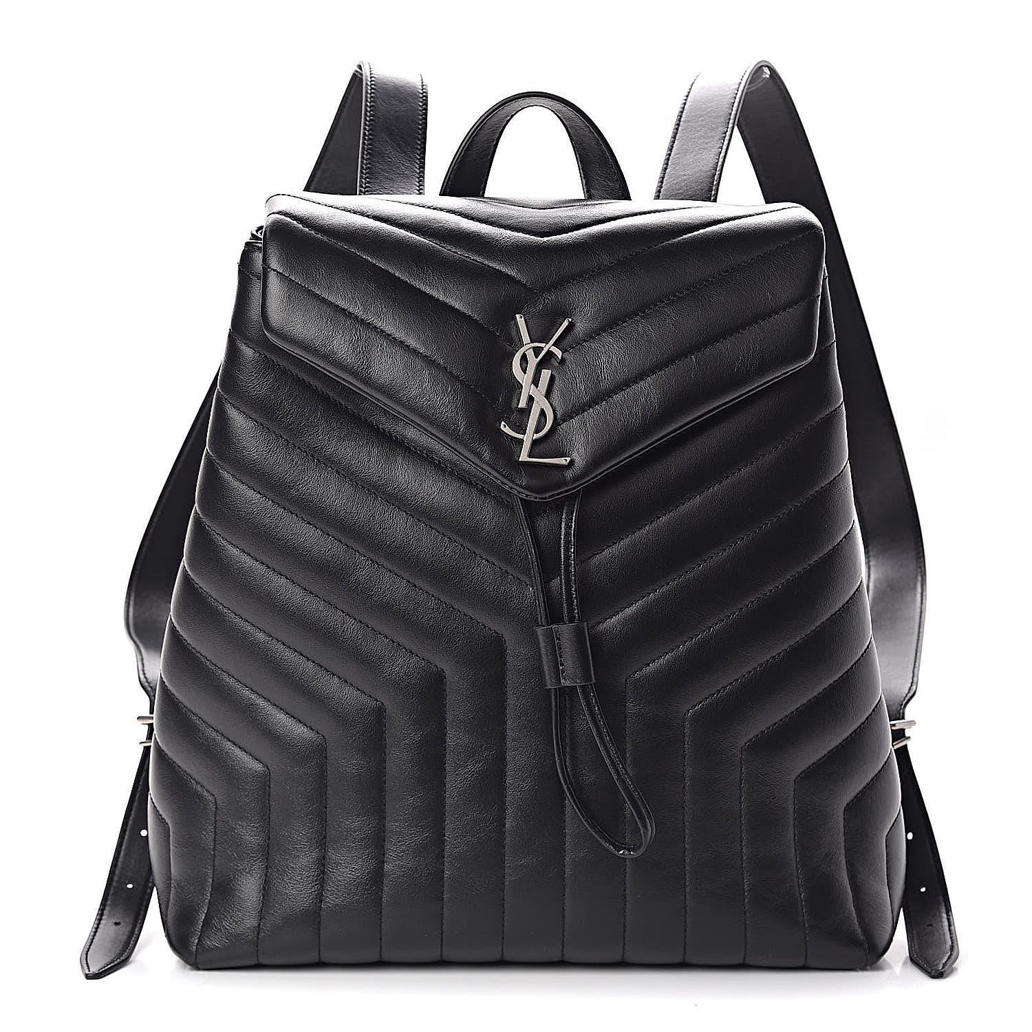Saint Laurent Calfskin Y Quilted Monogram Medium Loulou Backpack Black 1 of 10
