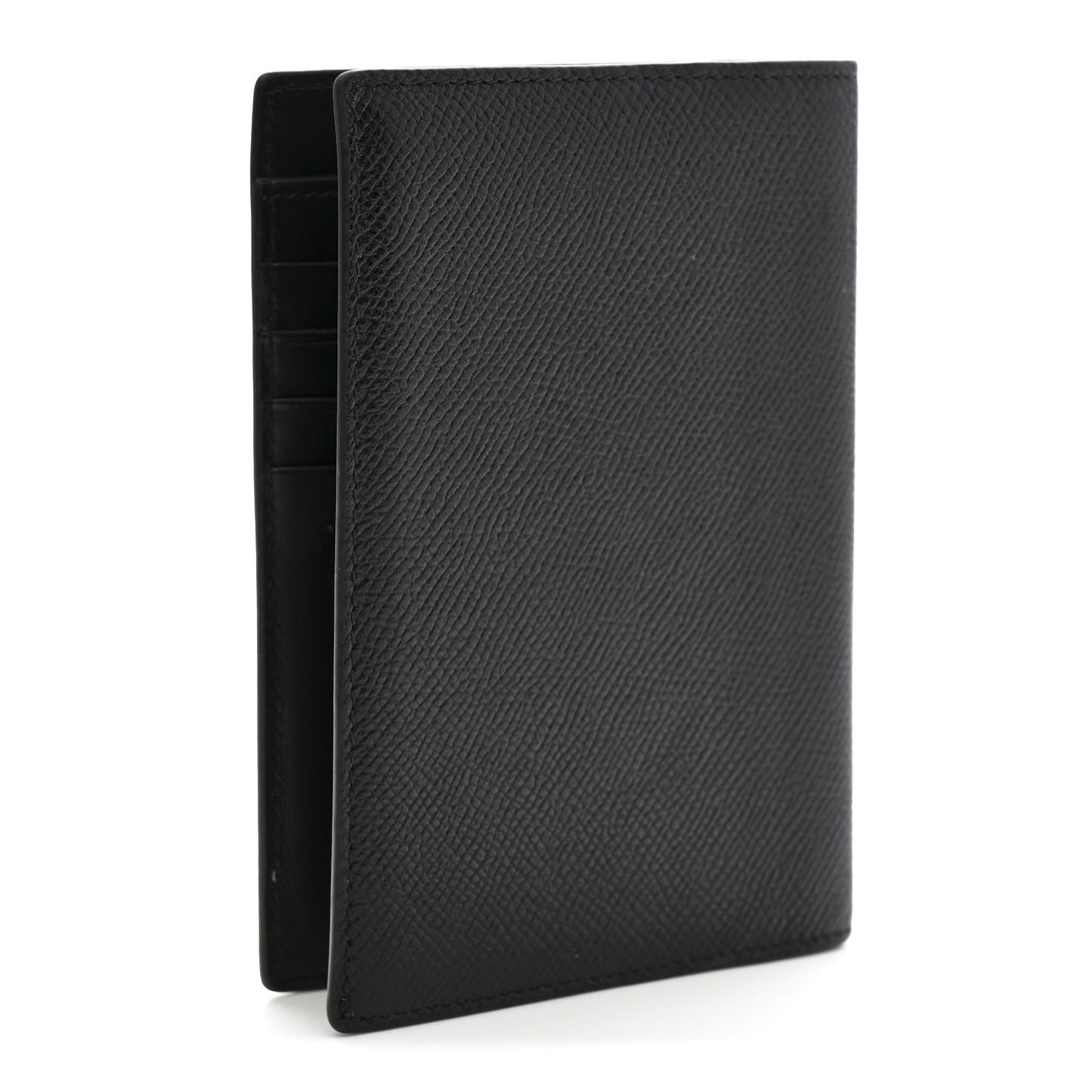 Textured Calfskin Passport Holder Black