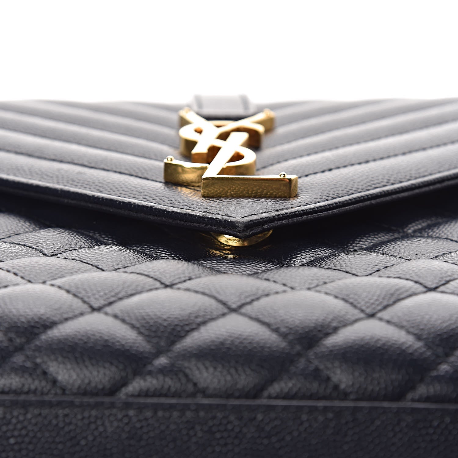 Saint Laurent Grain De Poudre Mixed Matelasse Large Triquilt Monogram Satchel Deep Marine 18 of 25
