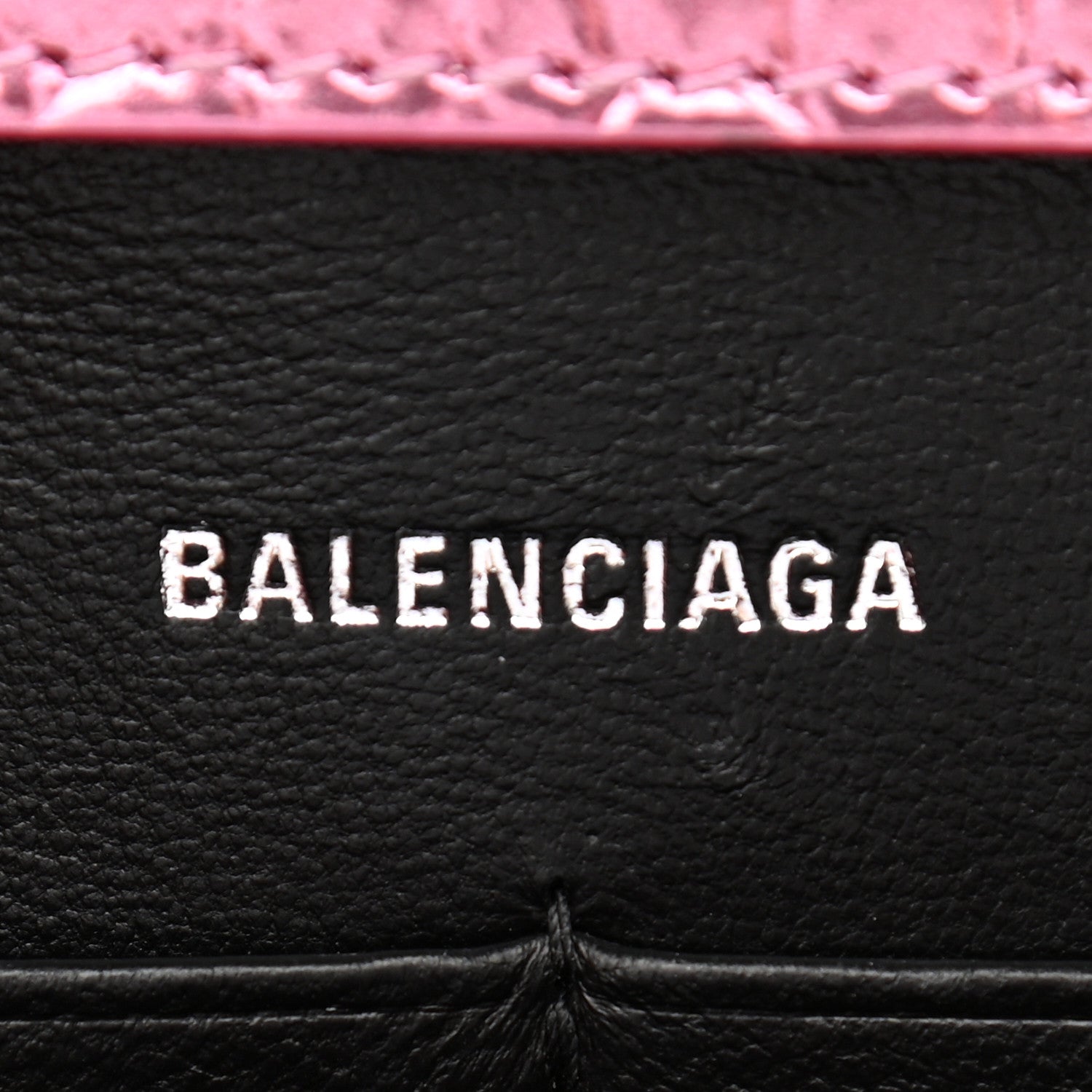 Balenciaga Metallic Shiny Calfskin Crocodile Embossed Hourglass Chain Bag Pink 6 of 10