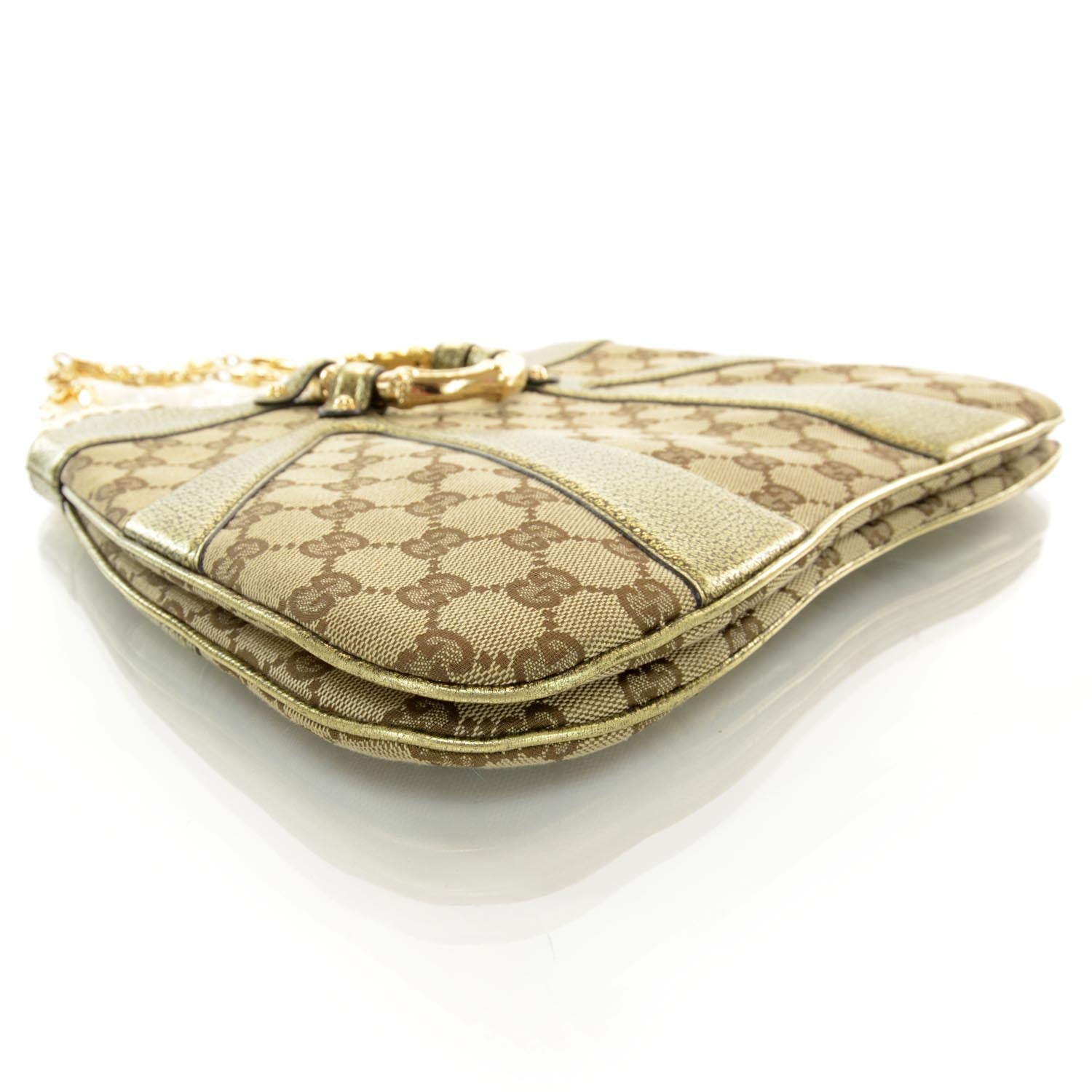 Gucci Monogram Bamboo Chain Shoulder Bag Gold 4 of 8