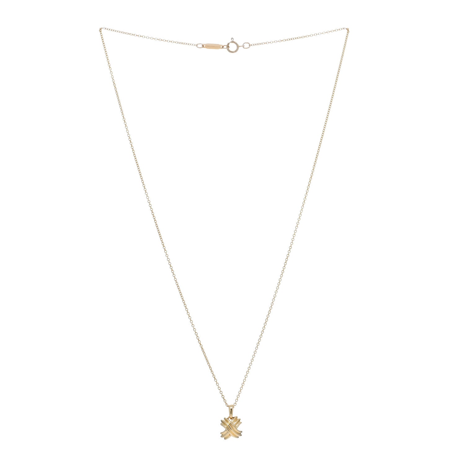 Tiffany 18K Yellow Gold Mini Signature X Pendant Necklace 3 of 4