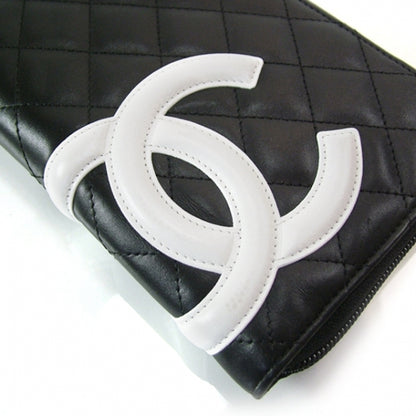 Chanel Calfskin Cambon Zip Around Organizer Wallet Black White 9 of 9