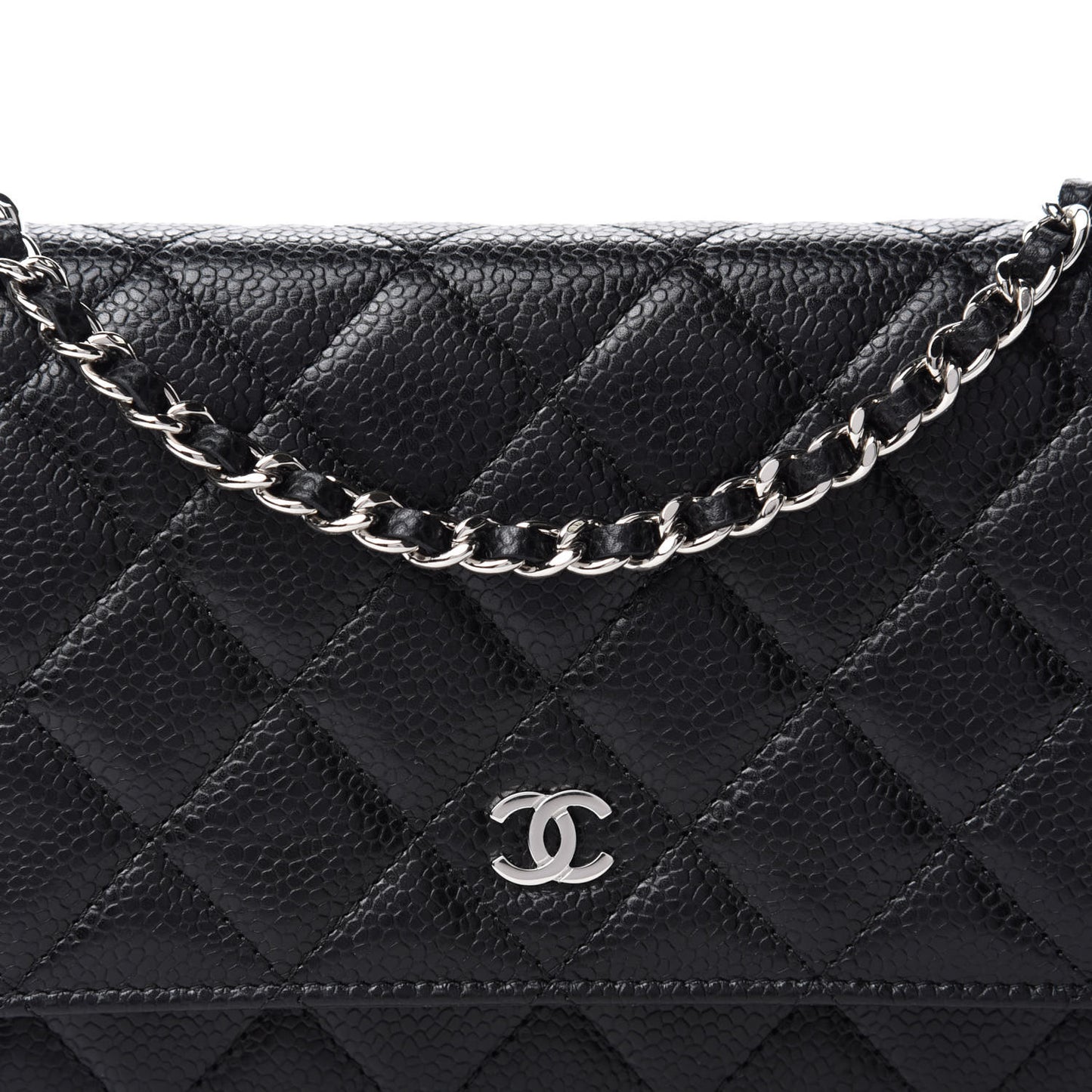 Caviar Quilted Wallet On Chain WOC Black