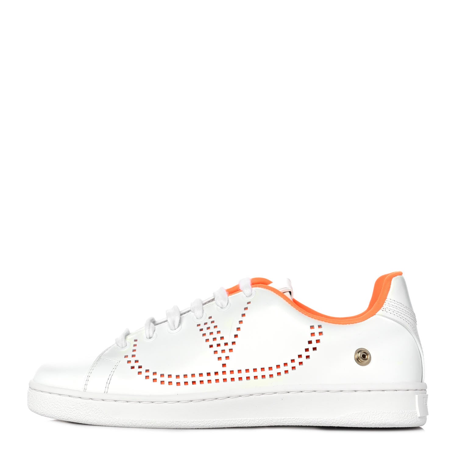 Valentino Garavani Calfskin Womens Backnet Sneakers 35 White Orange Fluo 1 of 9