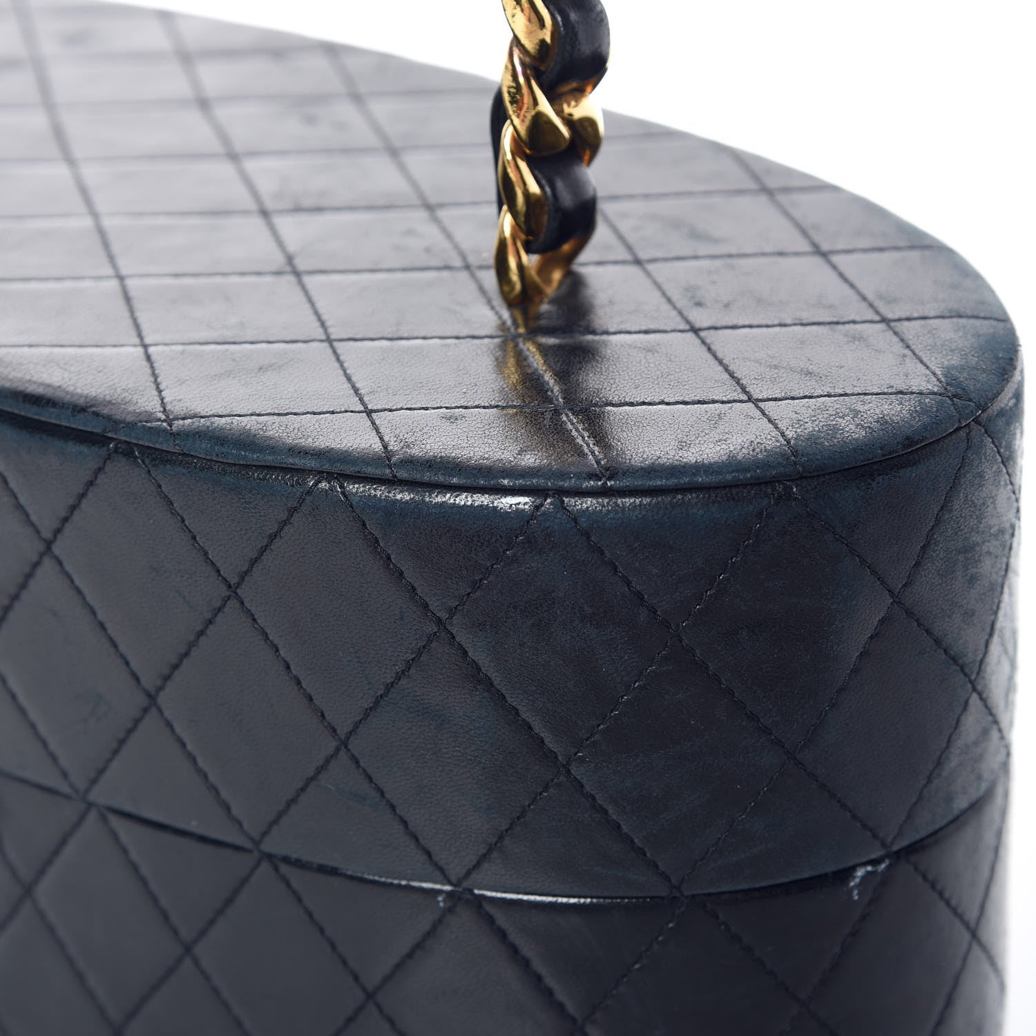 Chanel Lambskin Quilted Oval Vanity Train Case Navy 13 of 22