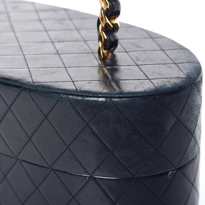 Chanel Lambskin Quilted Oval Vanity Train Case Navy 13 of 22