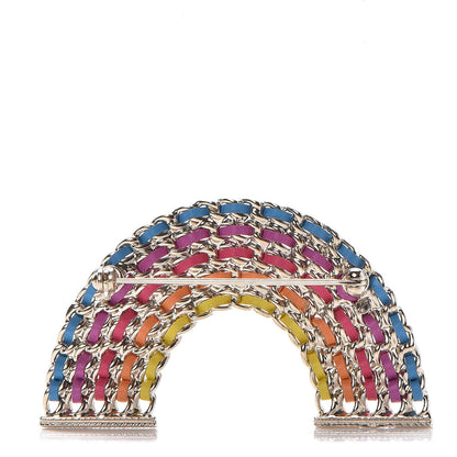 Chanel Lambskin Chain Rainbow CC Brooch Gold Multicolor 3 of 5