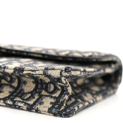 Christian Dior Oblique Saddle Chain Pouch Blue 9 of 10