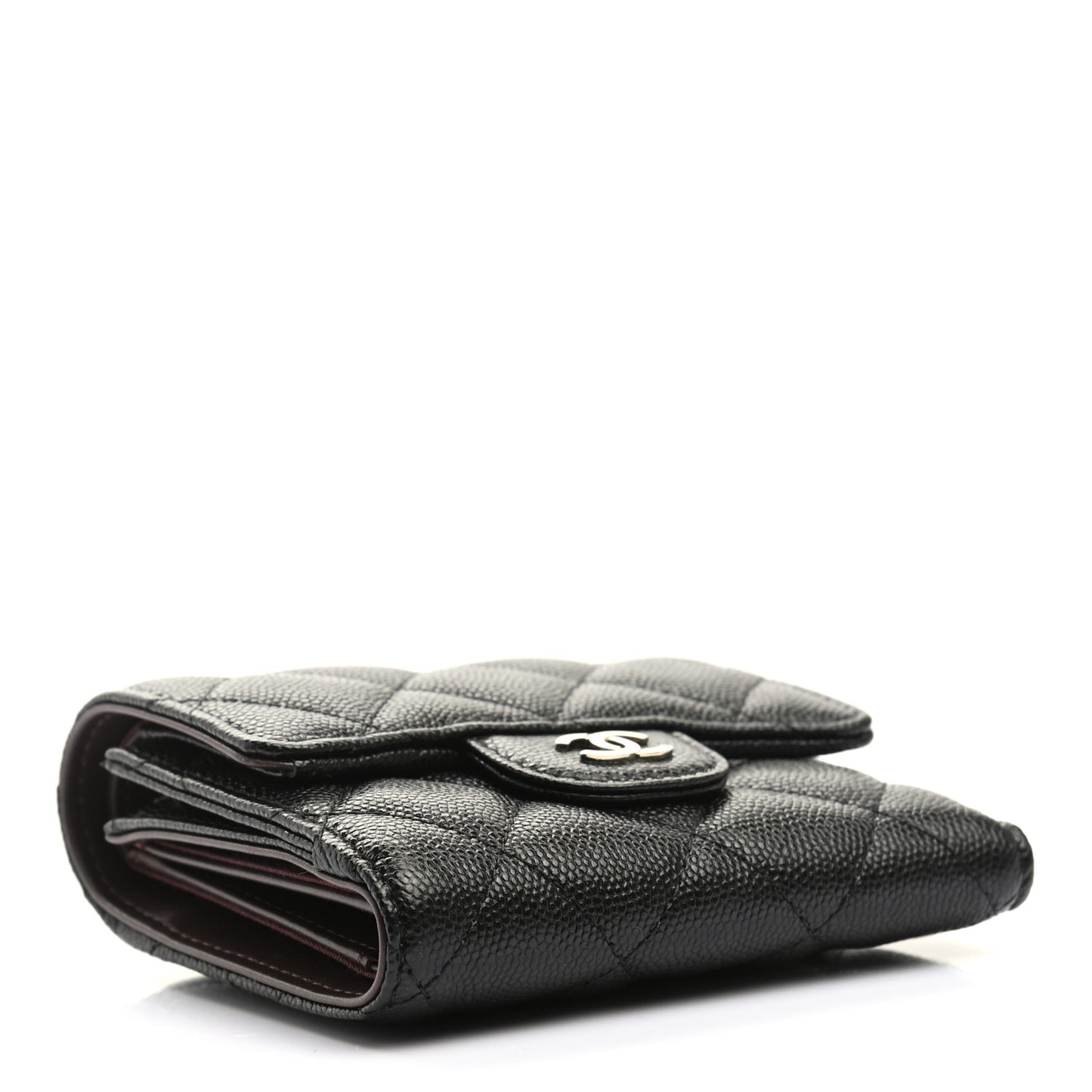Caviar Quilted Small Flap Wallet Black