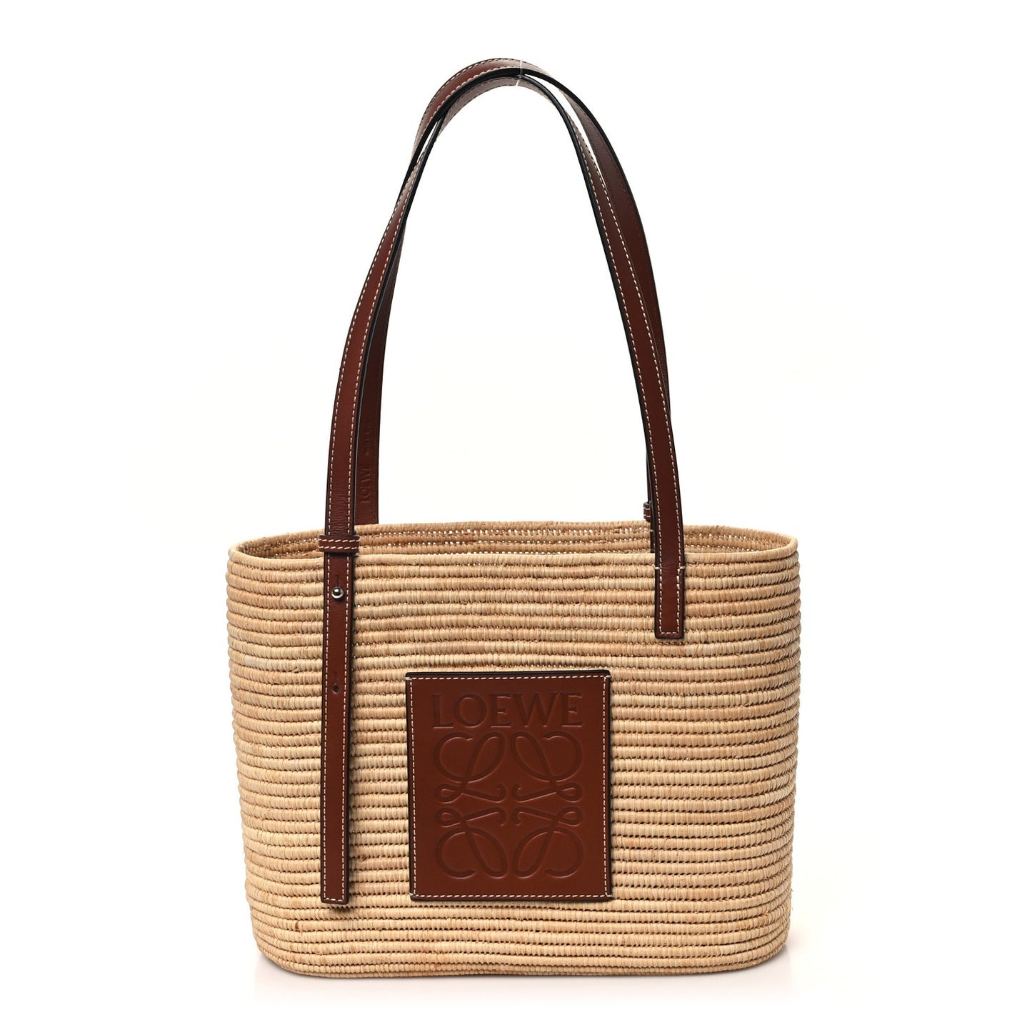 Raffia Small Square Basket Tote Bag Natural Tan