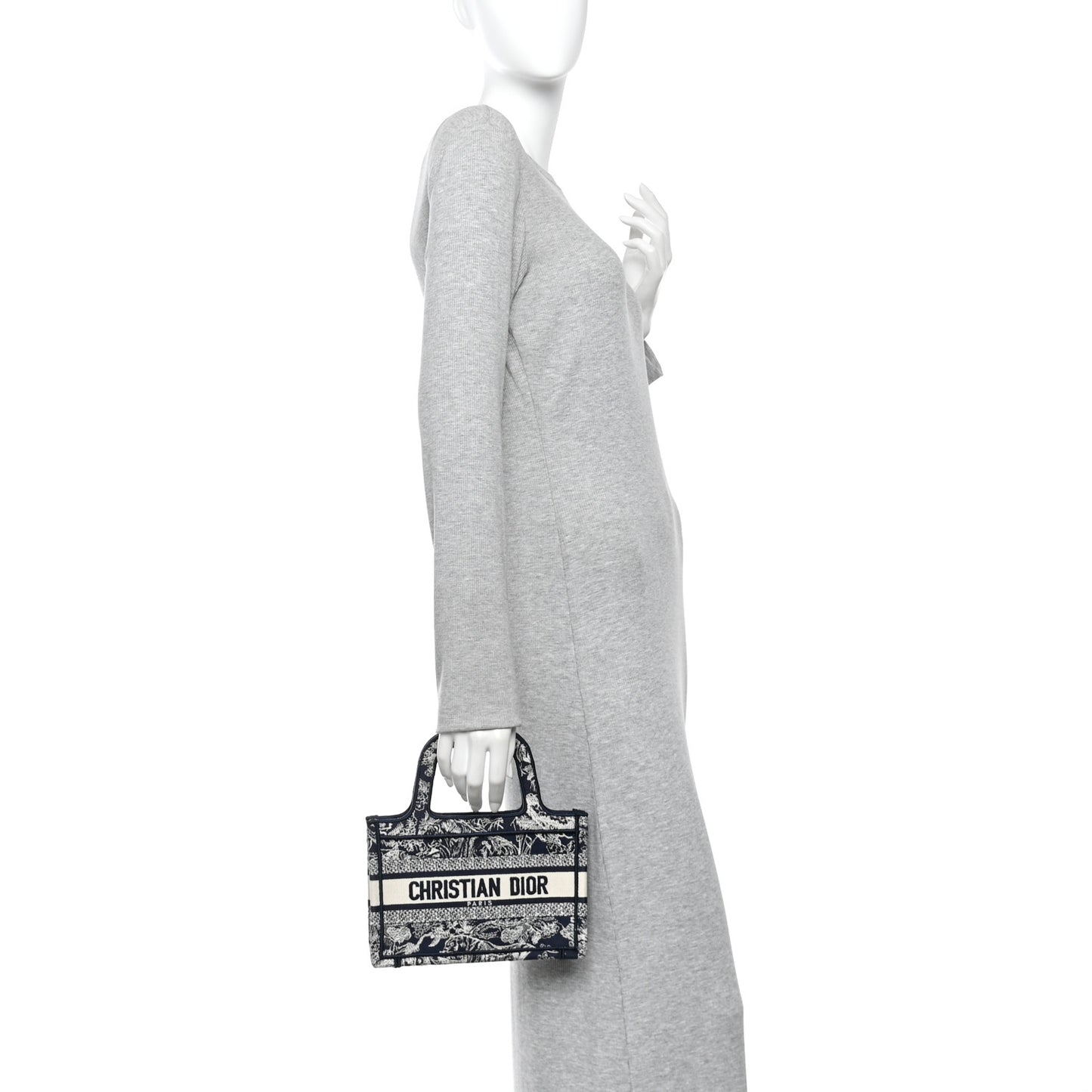 Canvas Embroidered Mini Toile De Jouy Book Tote Blue