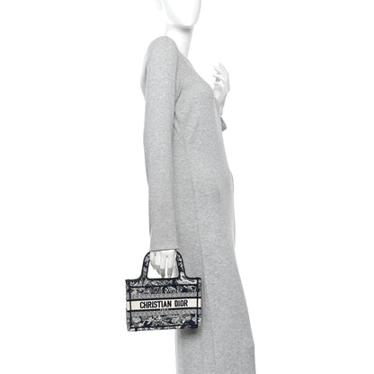 Christian Dior Canvas Embroidered Mini Toile De Jouy Book Tote Blue 2 of 10