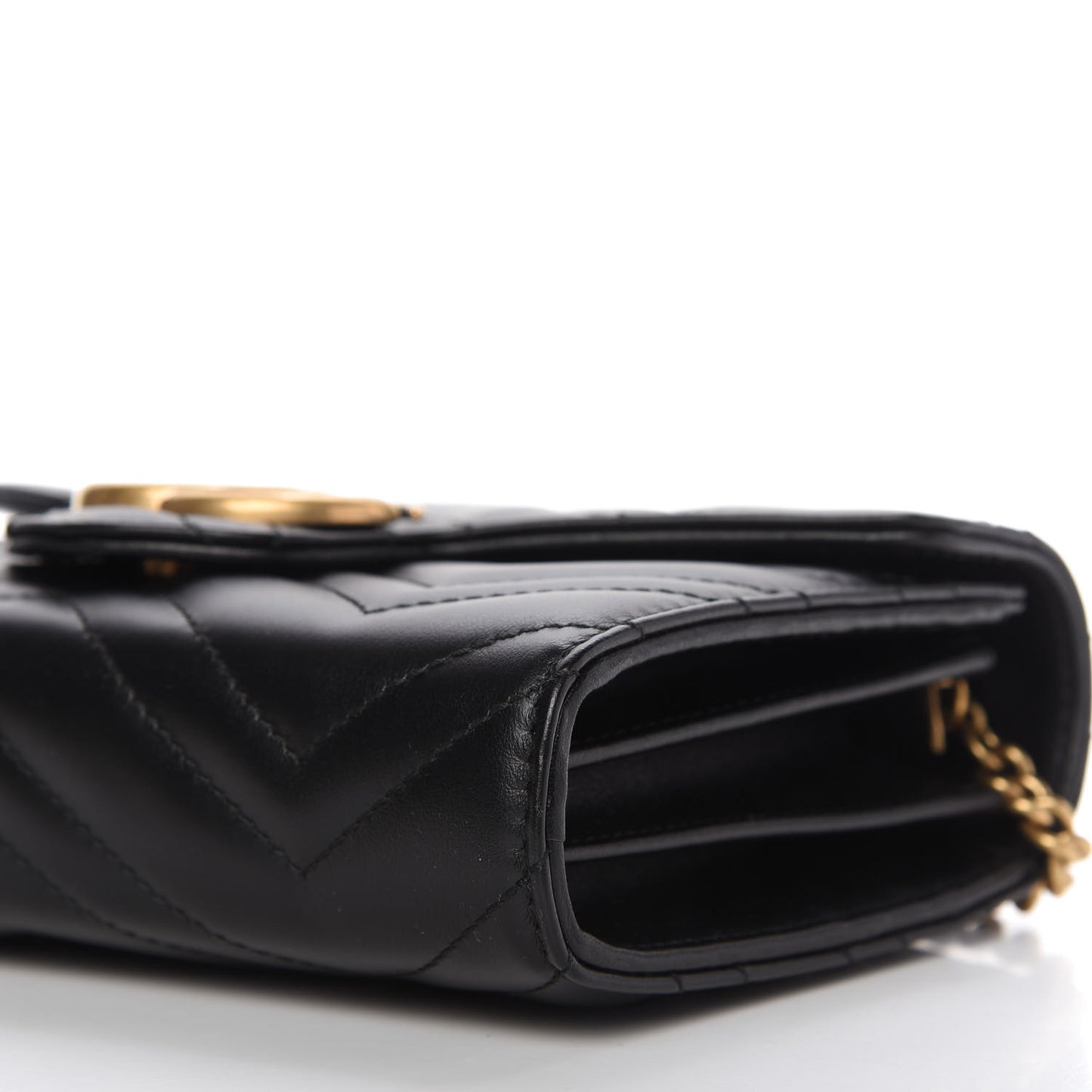 Calfskin Matelasse GG Marmont Chain Wallet Black