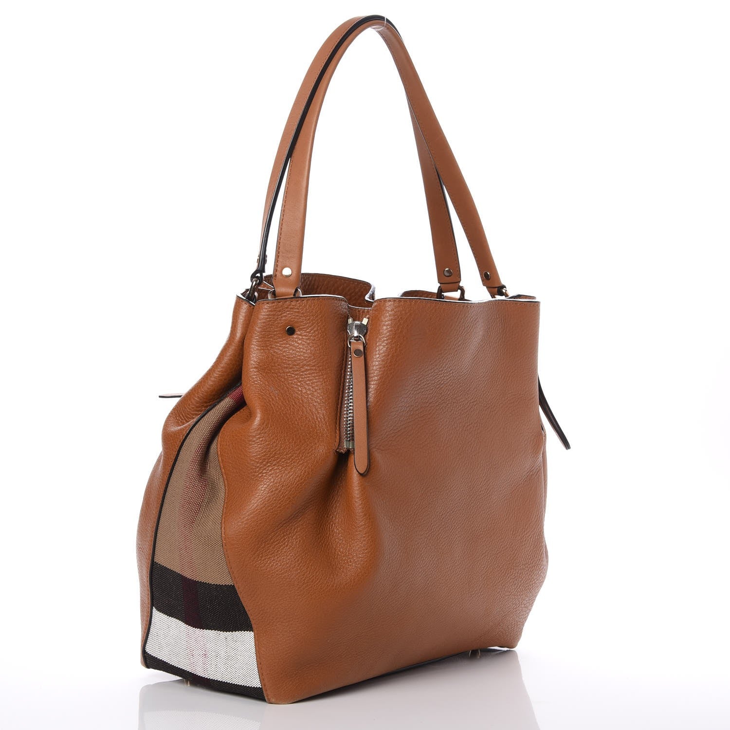 Burberry Grainy Calfskin House Check Medium Maidstone Saddle Brown 3 of 8