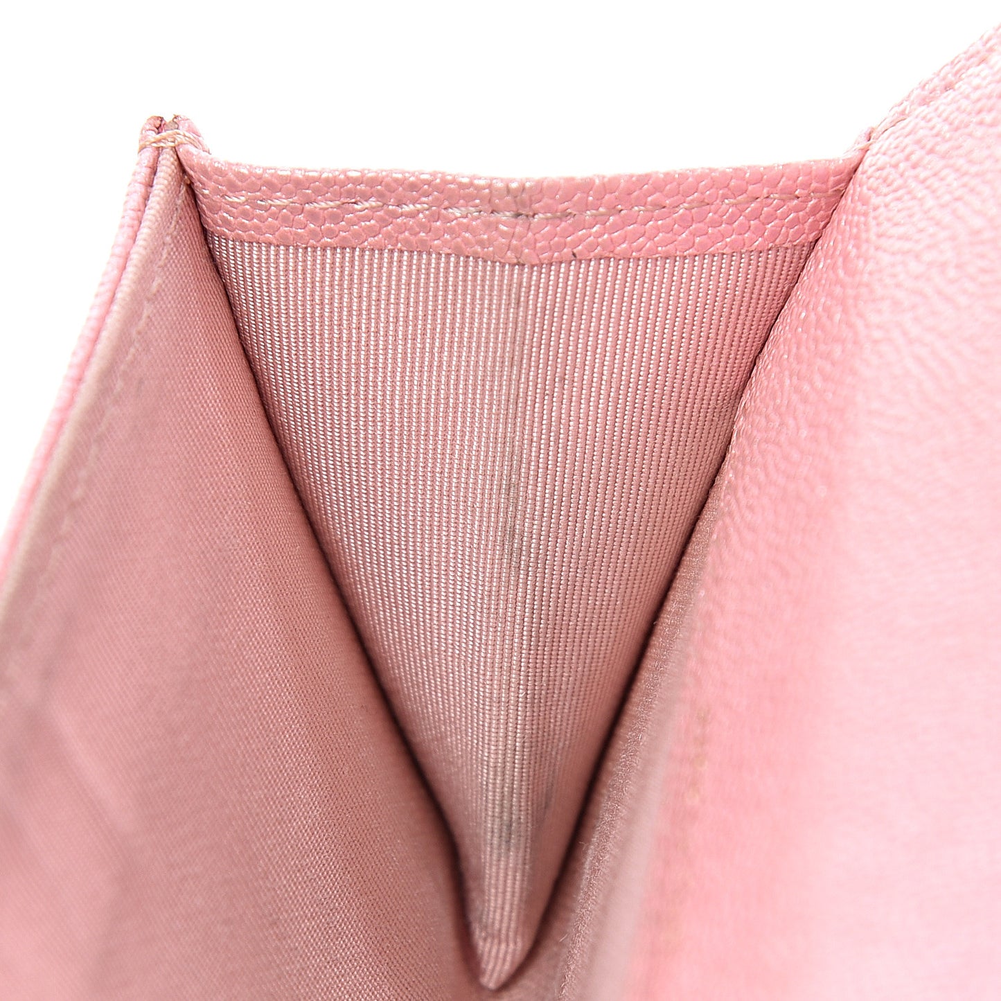 Iridescent Caviar Quilted Flap Card Holder Rose Pink