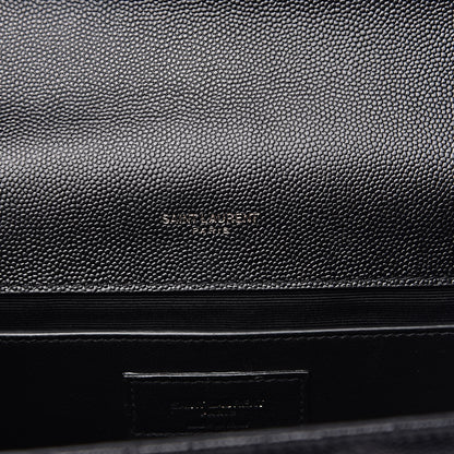 Saint Laurent Grain De Poudre Textured Mixed Matelasse Triquilt Medium Monogram Satchel Black 6 of 10