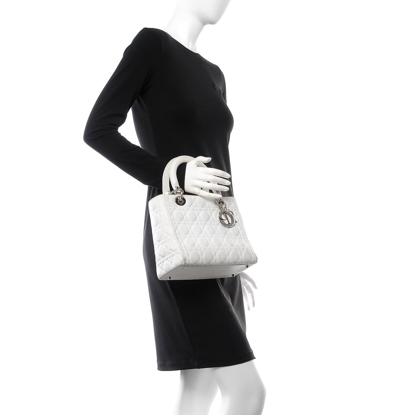 Lambskin Cannage Medium Lady Dior White