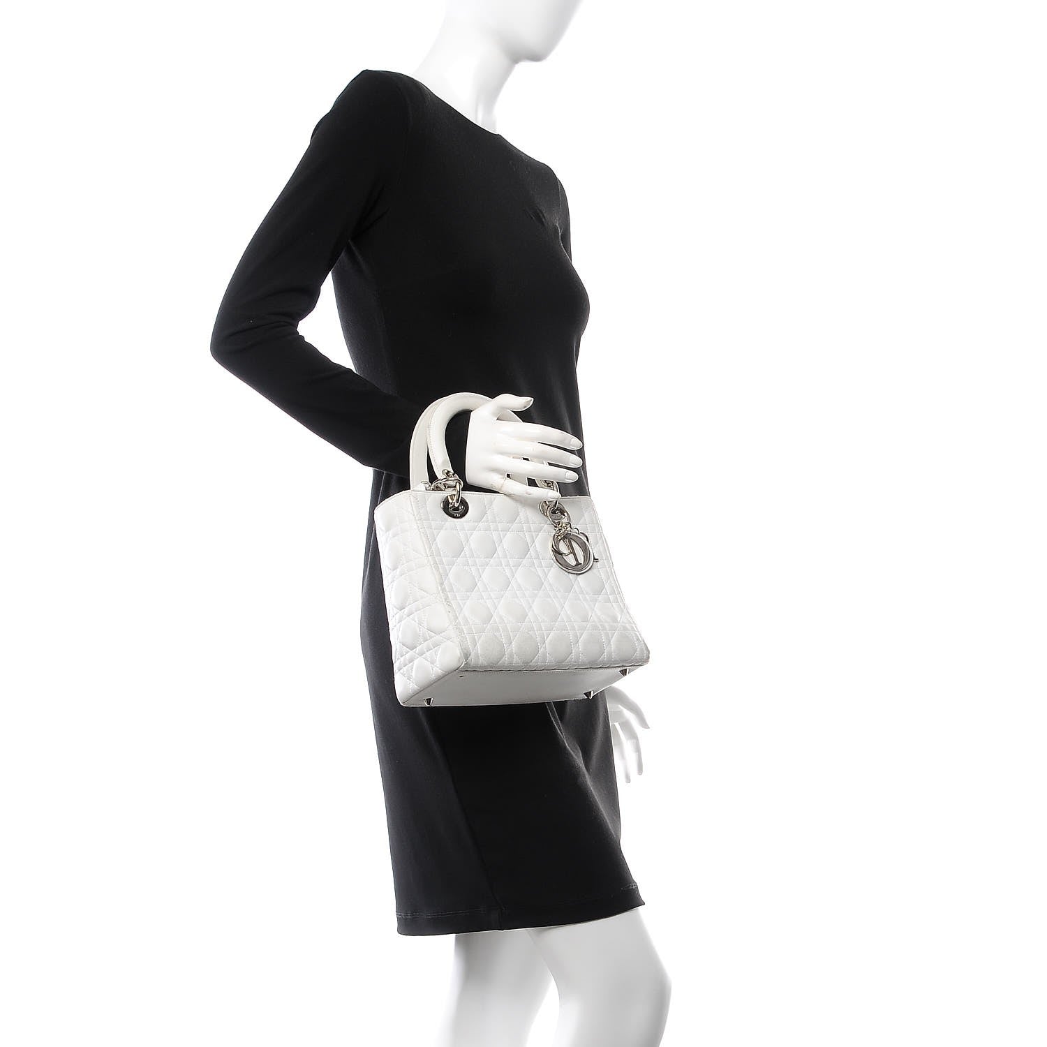 Christian Dior Lambskin Cannage Medium Lady Dior White 3 of 15