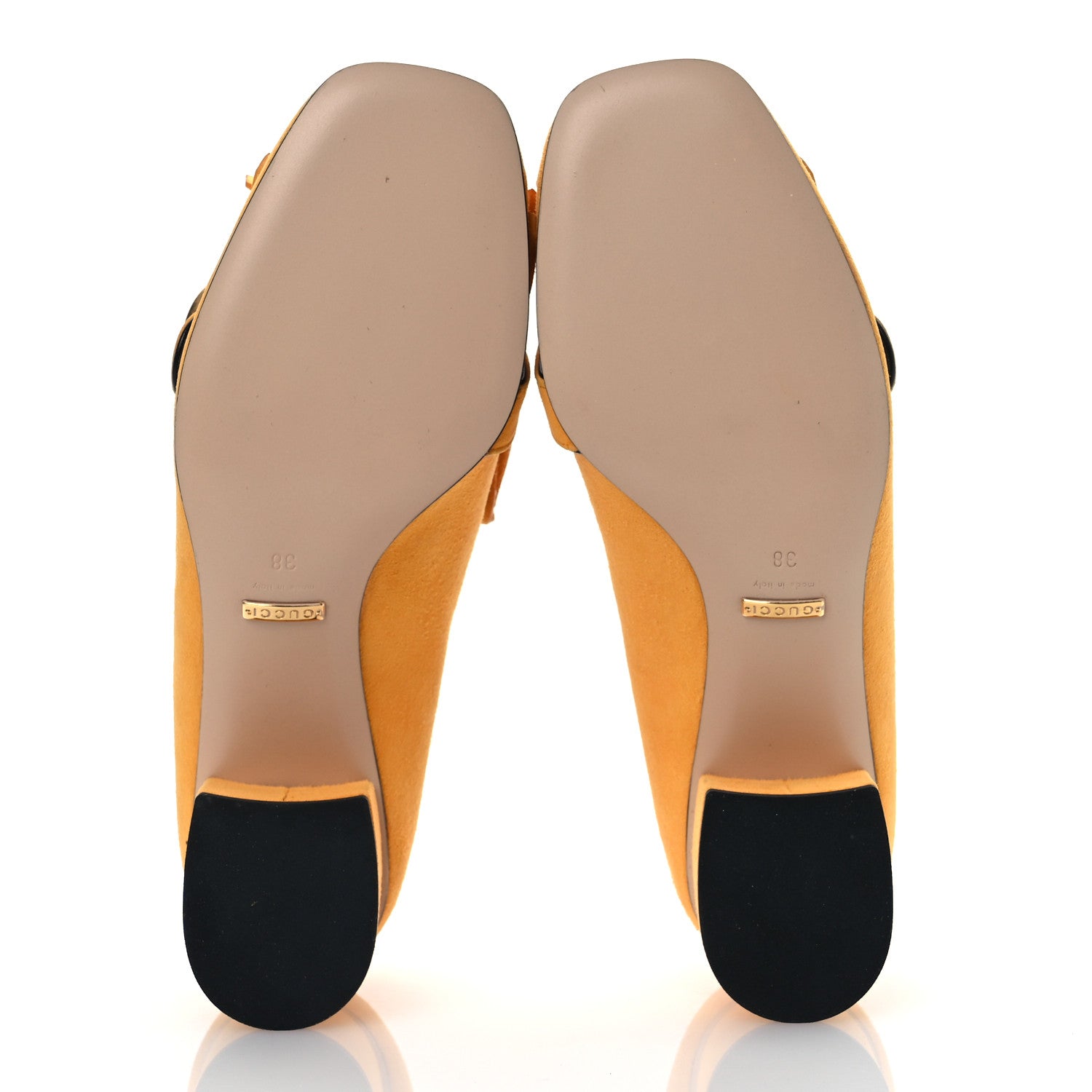 Gucci Kid Scamosciato GG Marmont Fringe 50mm Loafer Pumps 38 Crystal Copper 7 of 14