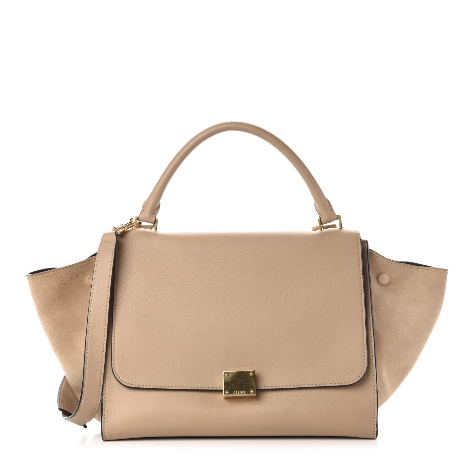 Celine Smooth Calfskin Suede Medium Trapeze Sahara 1 of 13