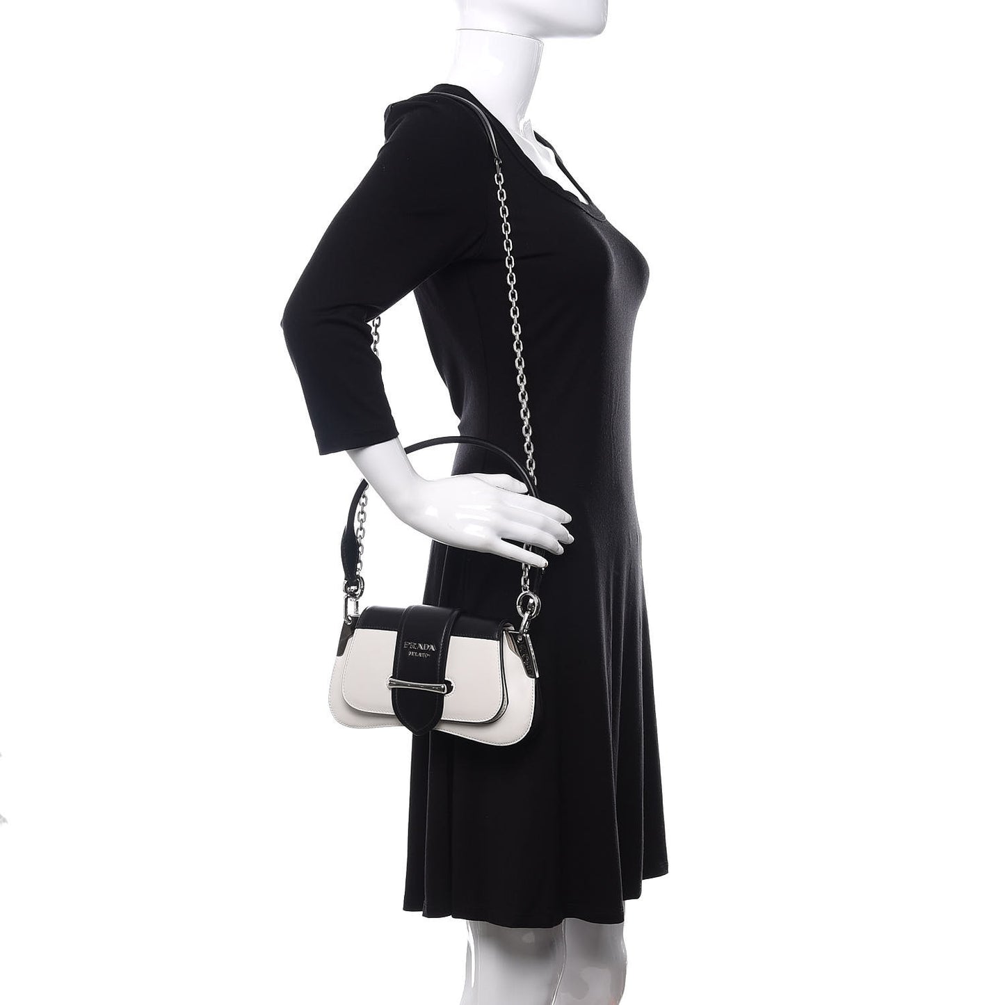 City Calfskin Sidonie Shoulder Bag White Black