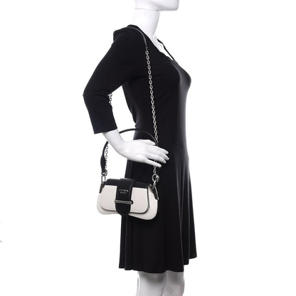 Prada City Calfskin Sidonie Shoulder Bag White Black 2 of 11