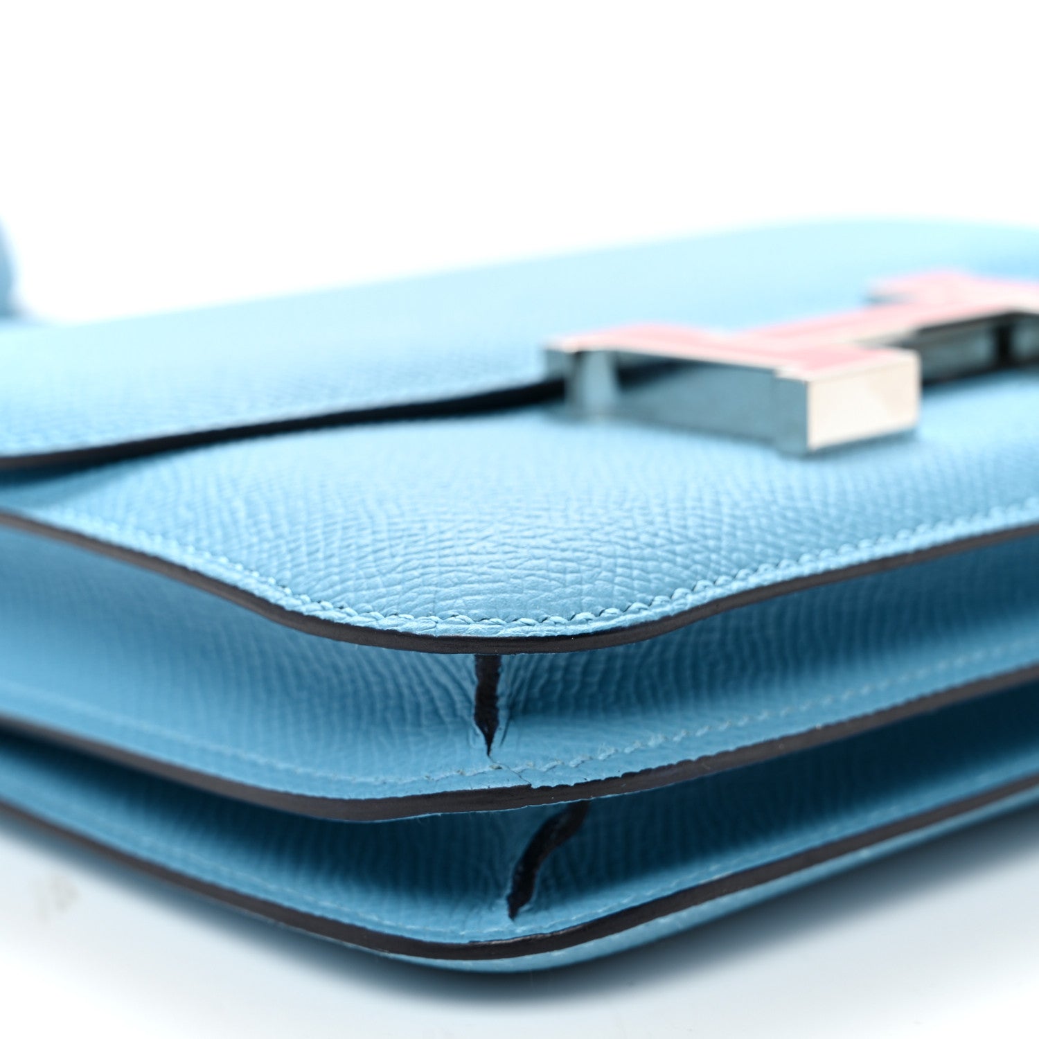 Hermes Epsom Enamel Constance 18 Bleu Du Nord Rouge de Coeur 9 of 10