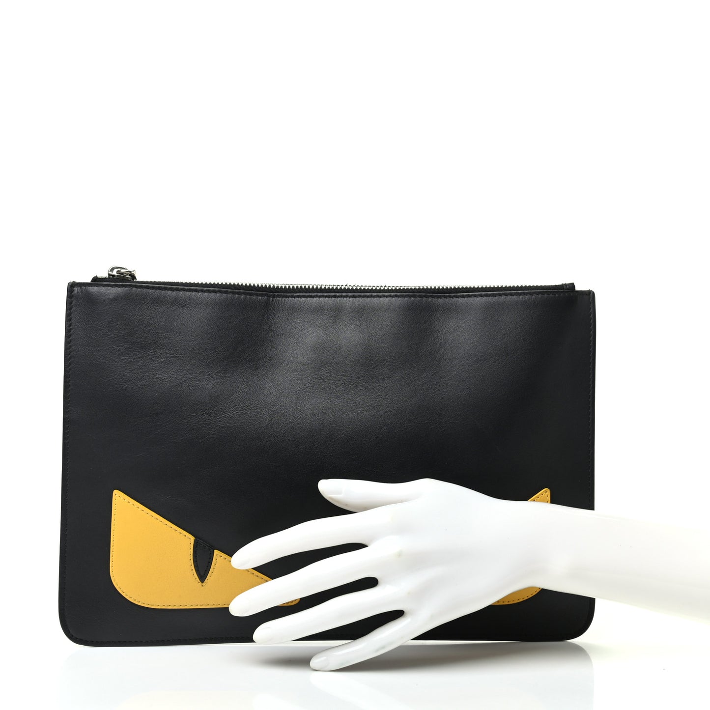 Vitello Century Monster Eyes Inlay Pouch Black Giallo