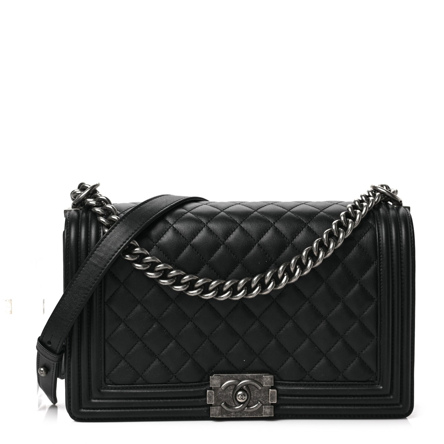 Calfskin Quilted New Medium Boy Flap Black