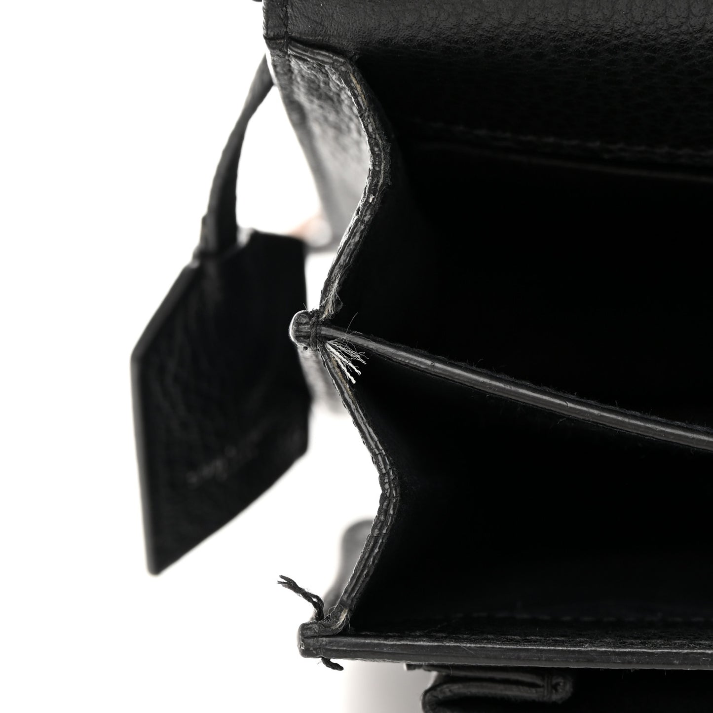 Grained Calfskin Medium Monogram Sunset Satchel Black