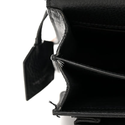 Saint Laurent Grained Calfskin Medium Monogram Sunset Satchel Black 15 of 21