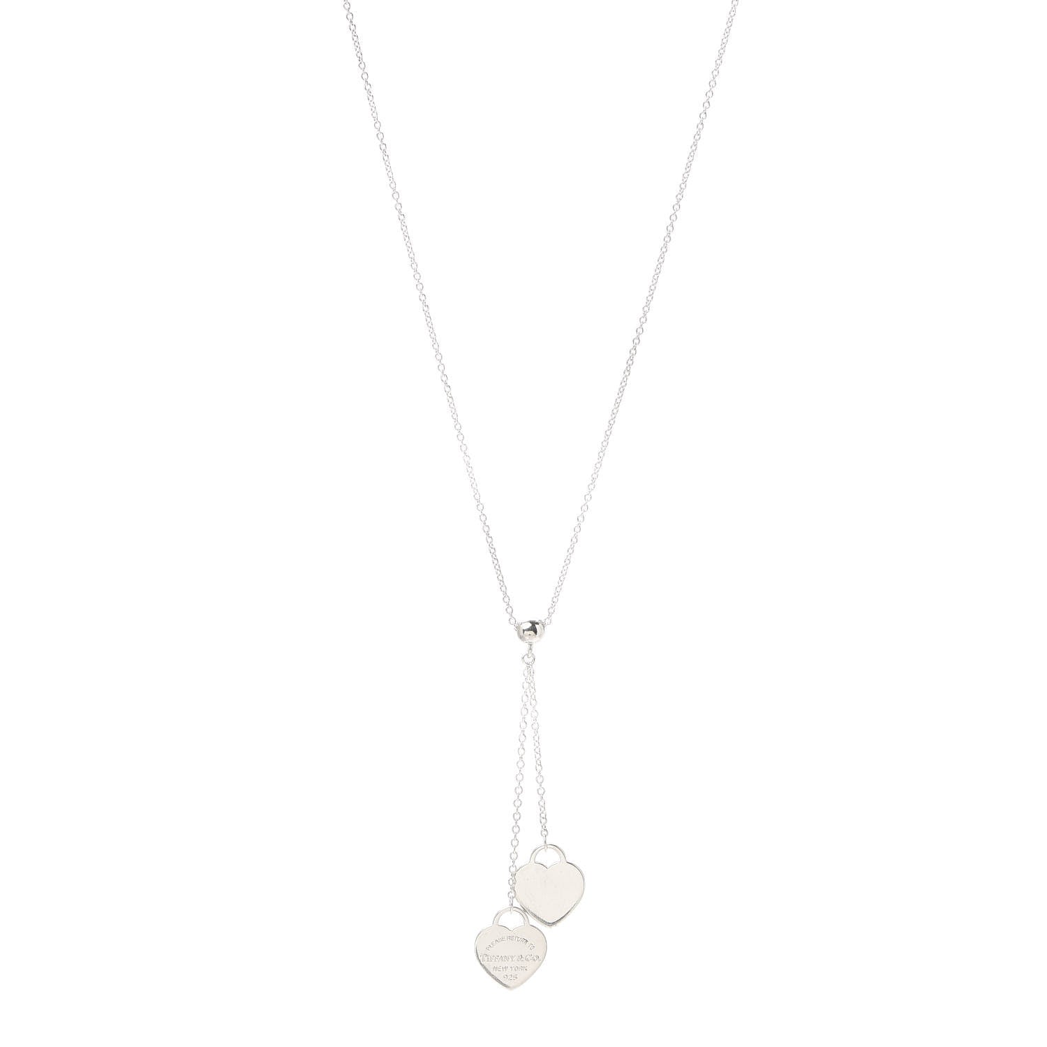 Tiffany Sterling Silver Return to Tiffany Double Heart Drop Necklace 1 of 5