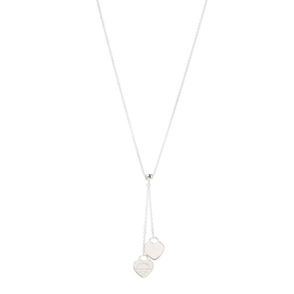 Tiffany Sterling Silver Return to Tiffany Double Heart Drop Necklace 1 of 5