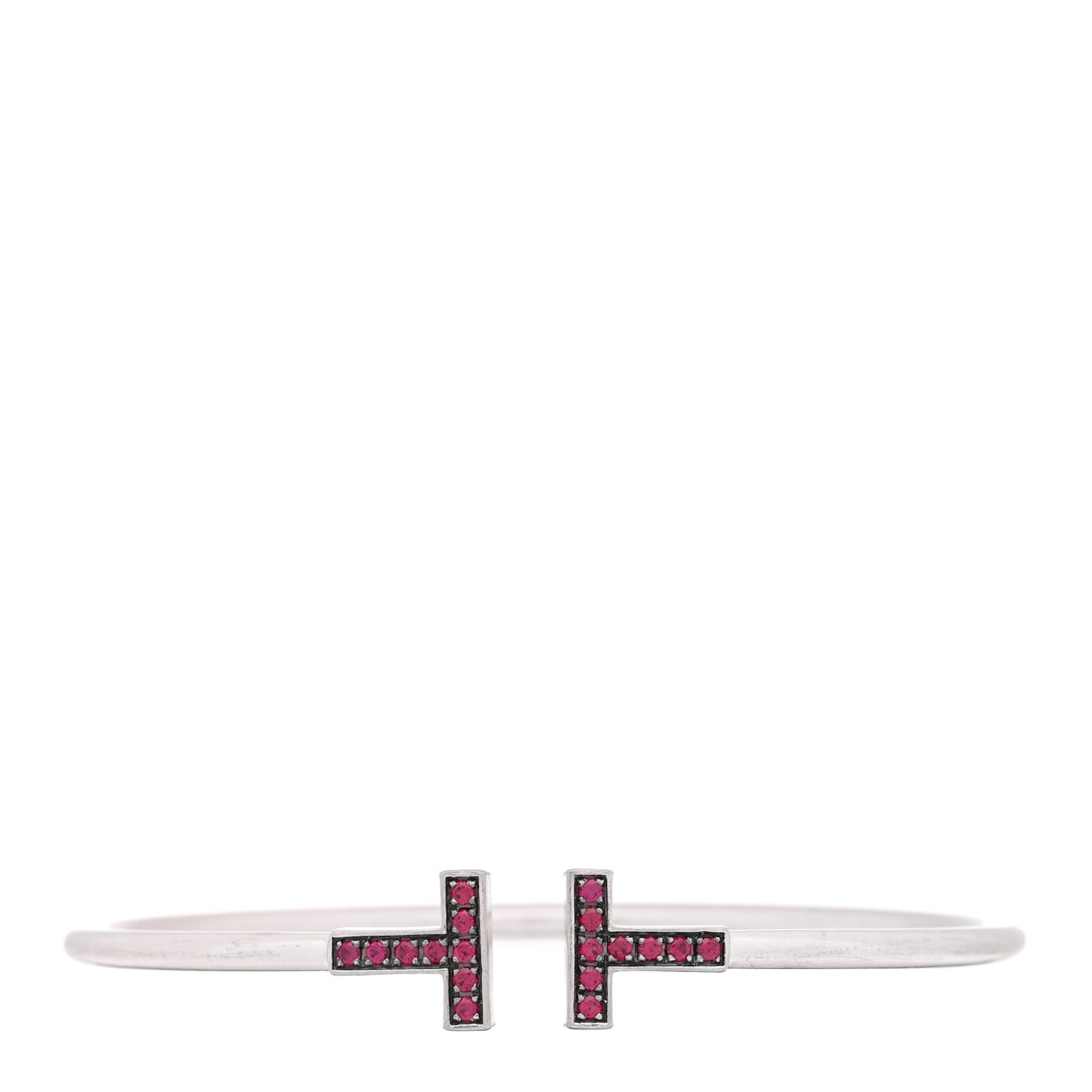 18K White Gold Ruby T Wire Bracelet