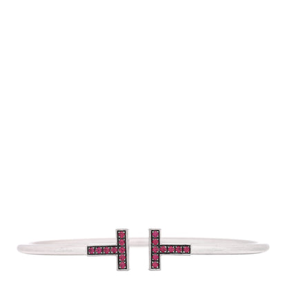 Tiffany 18K White Gold Ruby T Wire Bracelet 1 of 3