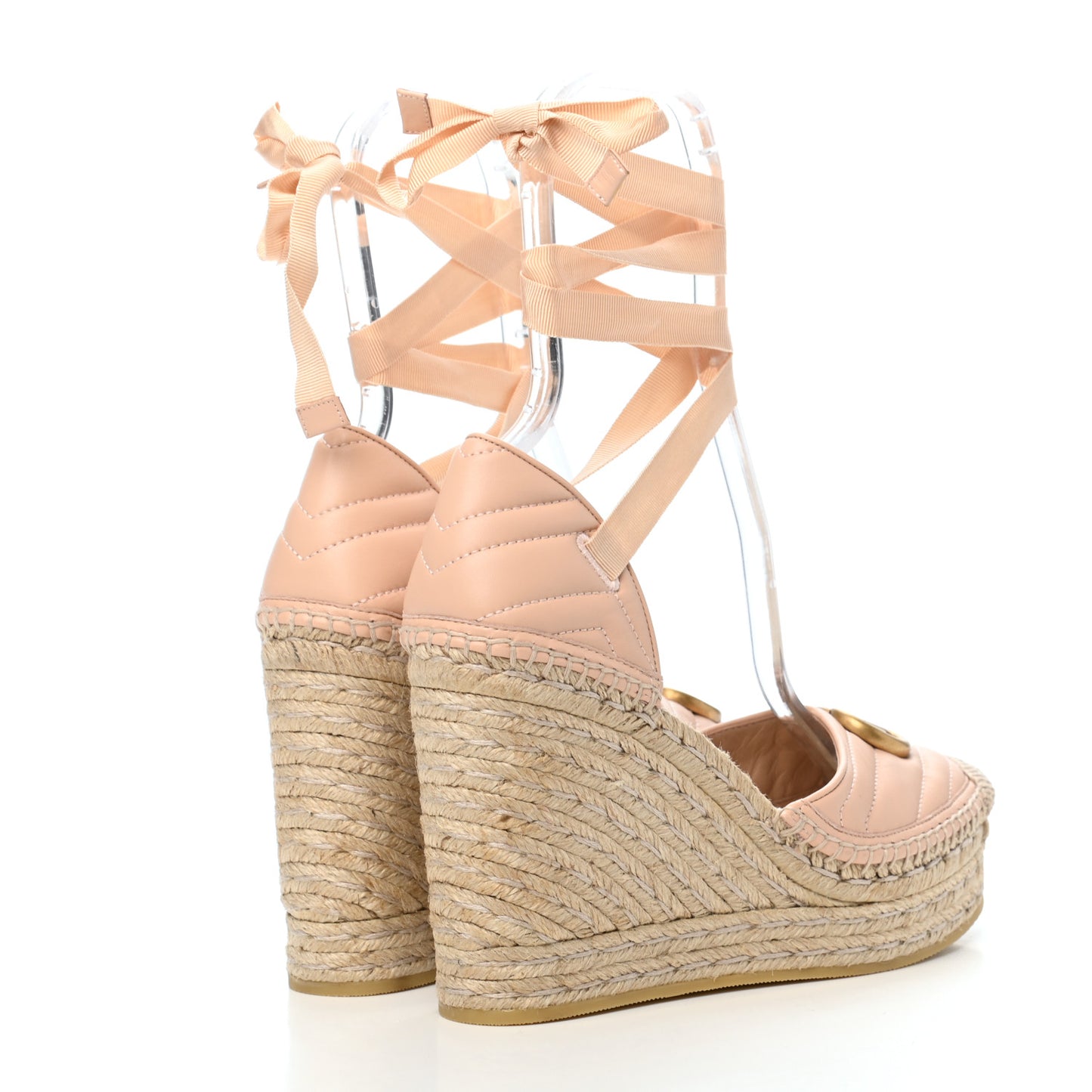 Nappa Matelasse GG Marmont Ankle Wrap Platform 35/120mm Espadrille Wedges 39 Skin Rose