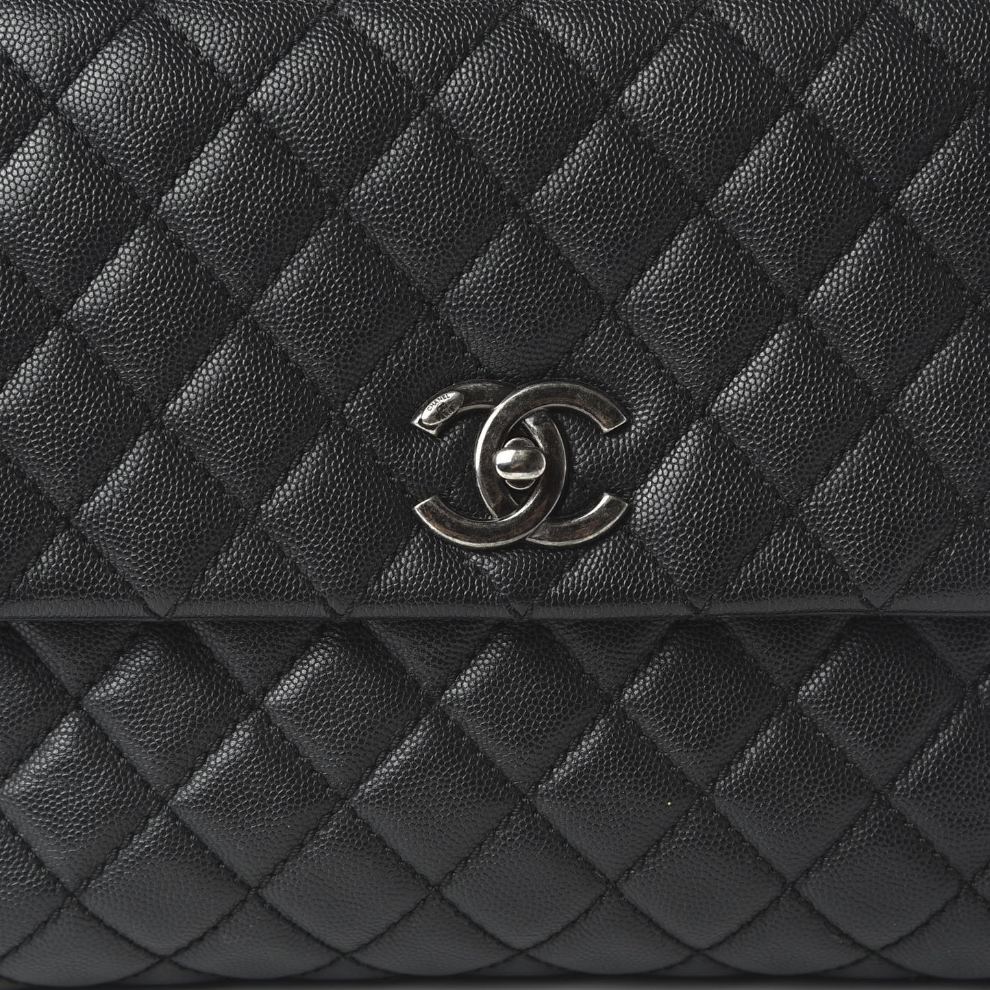 Caviar Quilted Medium Coco Handle Flap Black
