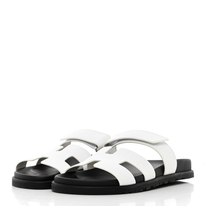 Hermes Calfskin Womens Chypre Sandals 39 White 3 of 15