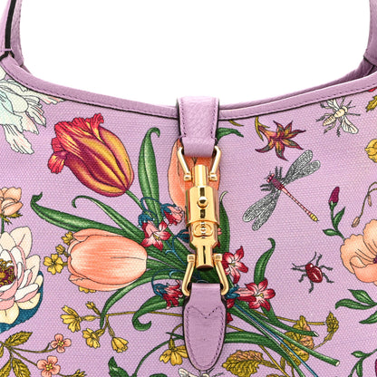 Gucci Canvas Flora Medium Jackie Hobo Lilac 9 of 11