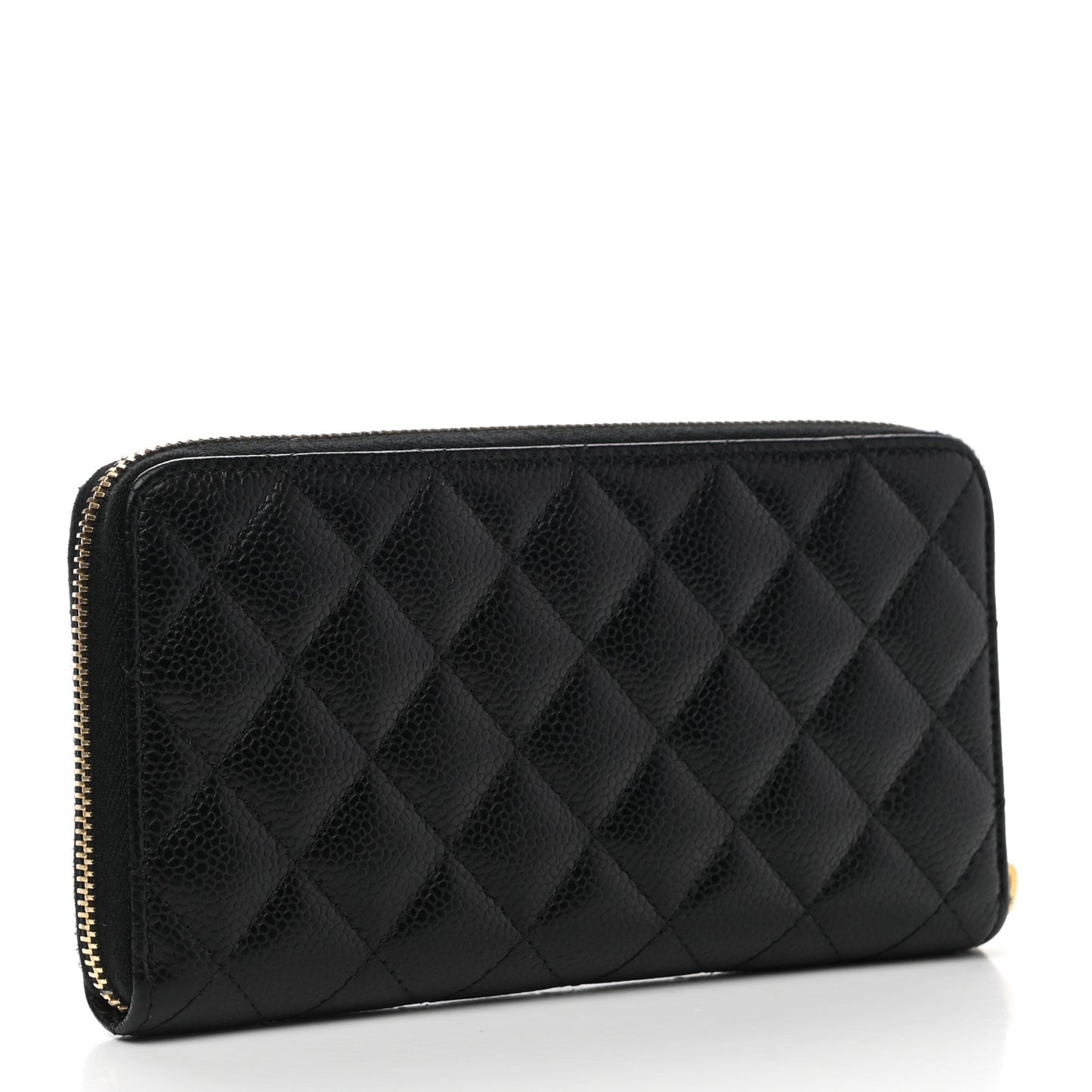 Caviar Quilted Large Gusset Zip Around Wallet Black