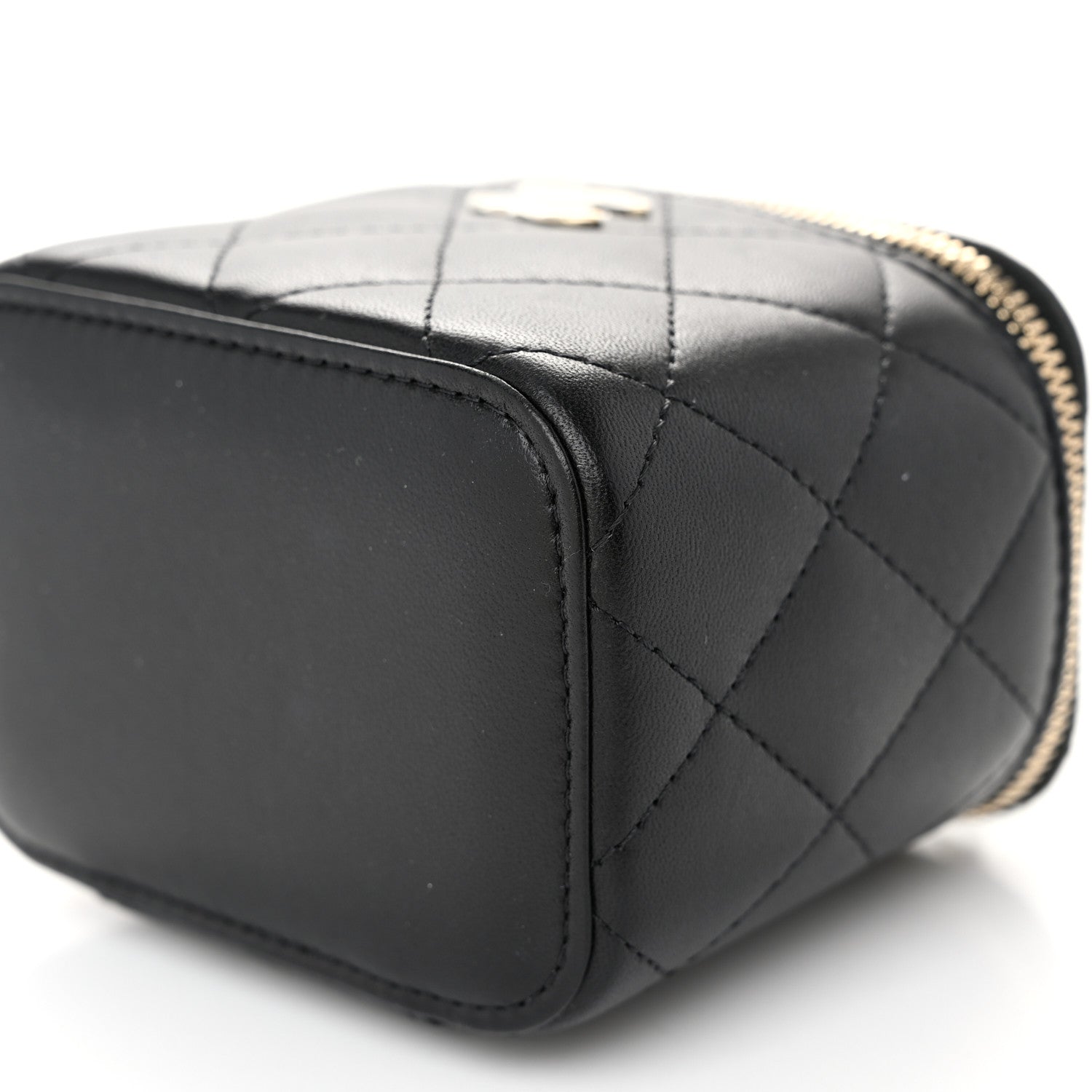 Chanel Lambskin Quilted Mini Vanity Case With Pearl Chain Black 10 of 11