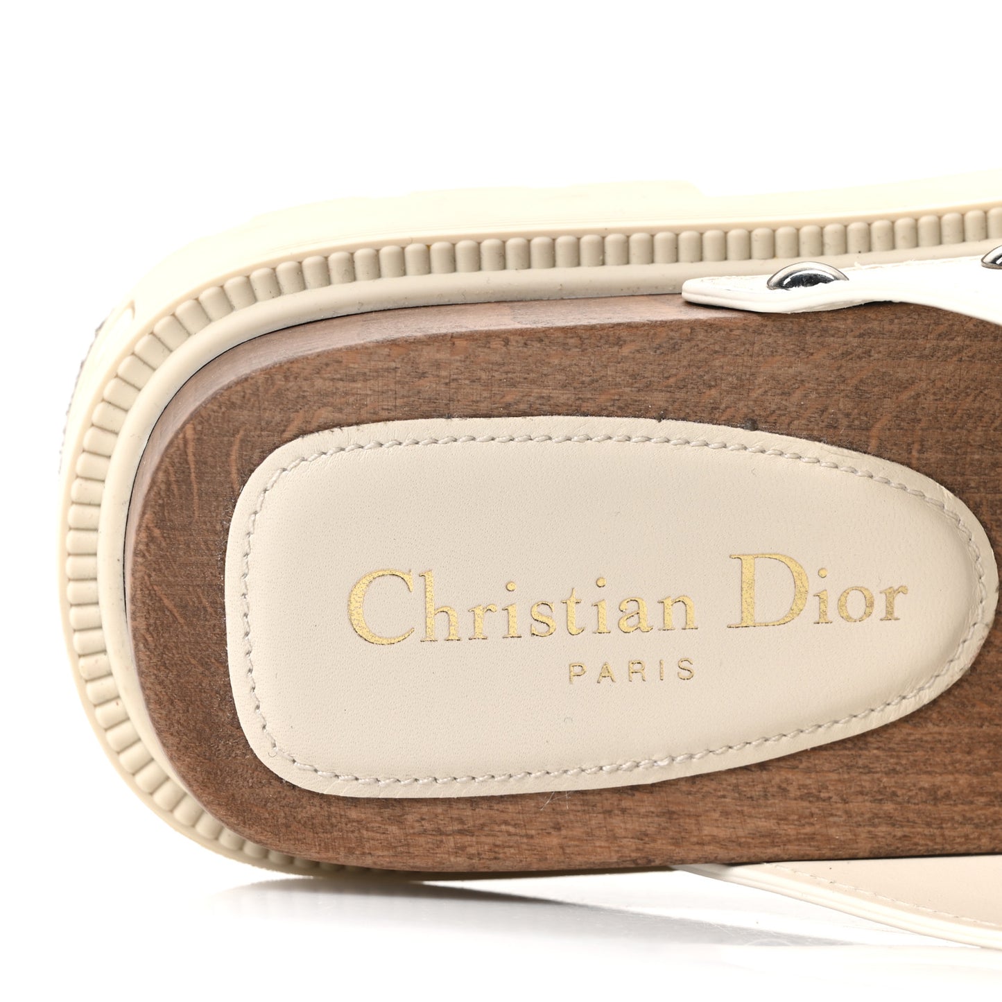 Calfskin Diorquake Buckled Lug Sole 15mm Sandals 38 White