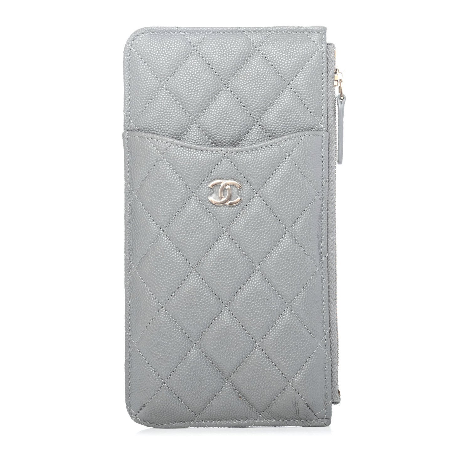 Caviar Quilted Classic Flat Wallet Pouch Grey