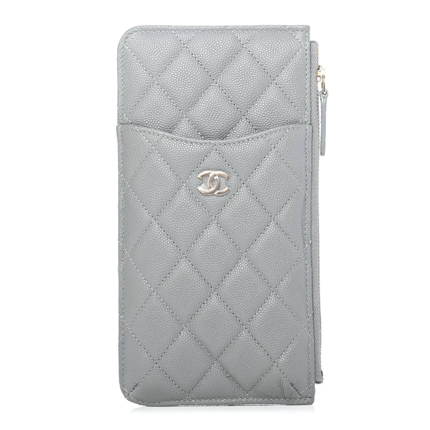 Chanel Caviar Quilted Classic Flat Wallet Pouch Grey 1 of 4