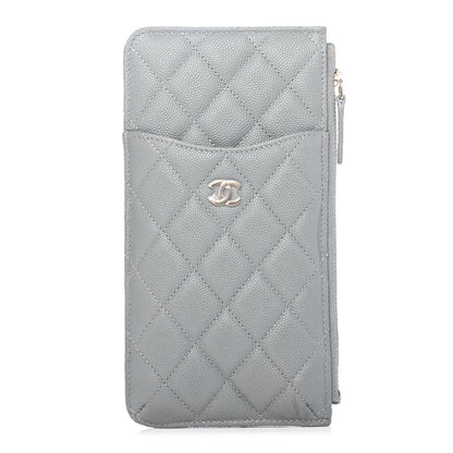 Chanel Caviar Quilted Classic Flat Wallet Pouch Grey 1 of 4