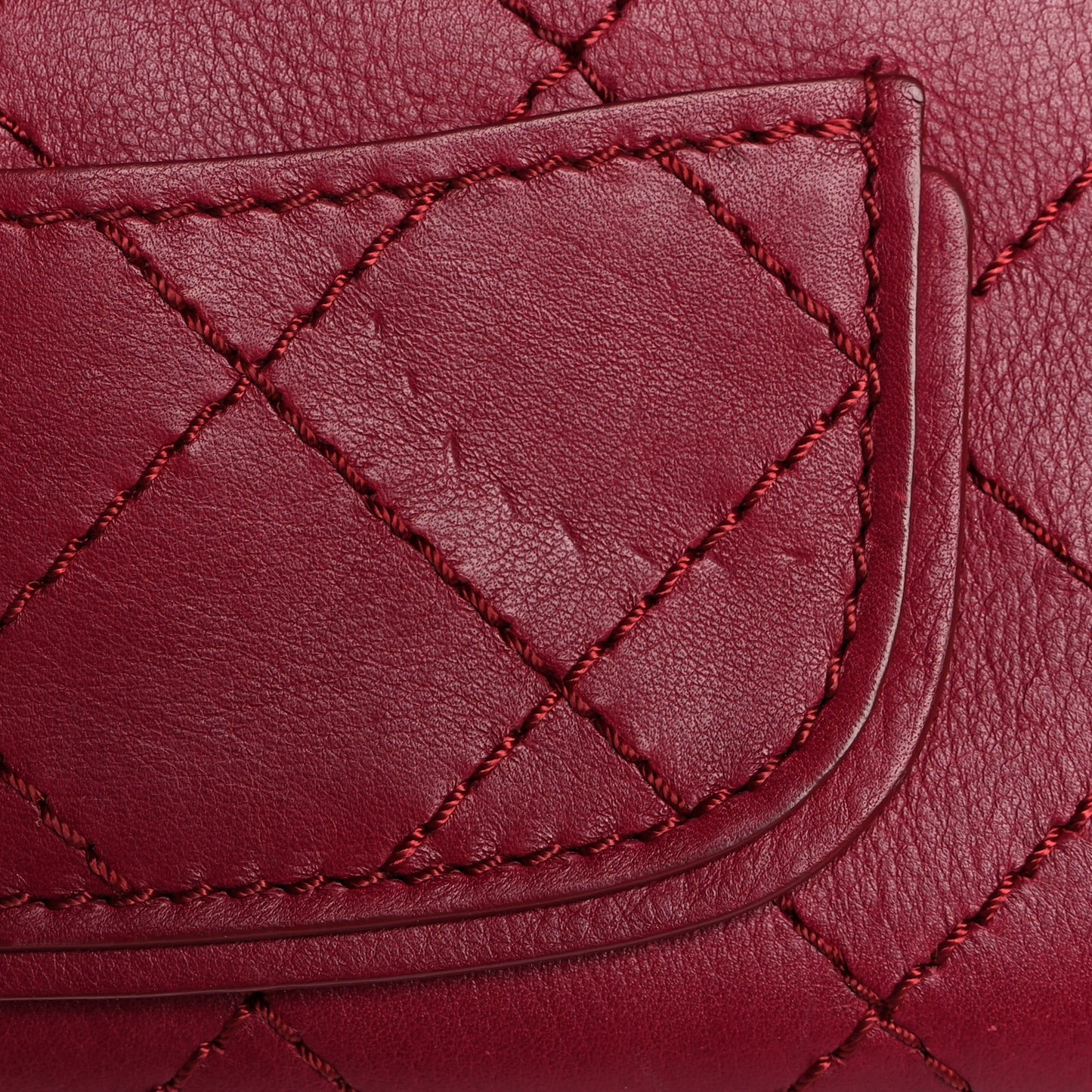 Calfskin Stitched Clutch Flap Red
