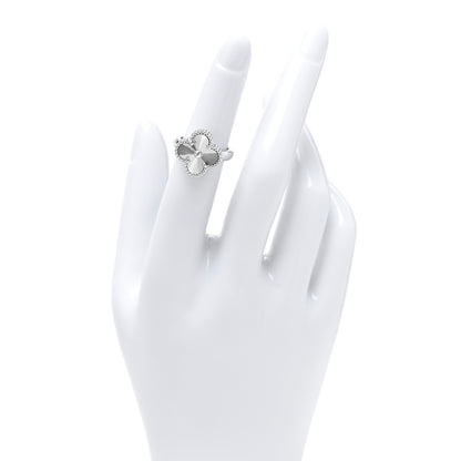 Van Cleef & Arpels 18K White Gold Guilloche Vintage Alhambra Ring 48 4.5 2 of 5